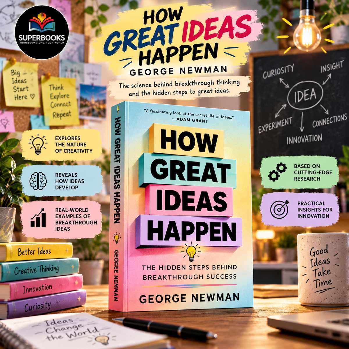 how_great_ideas_happen_george_newman How Great Ideas Happen by George Newman (A4 Size) - Image 1